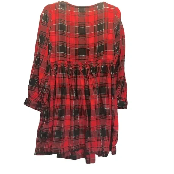 Cat & Jack long sleeve Buffalo plaid ruffle dress, XS (4/5) and S (6/6X) - Picture 2 of 8